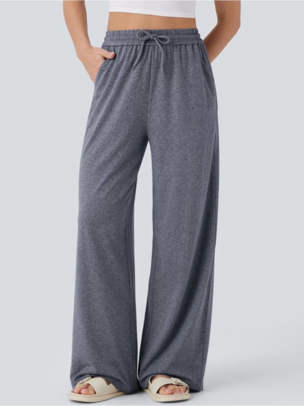 NWOT Halara High Waisted Drawstring Pocket Wide Leg Baggy Casual Pants